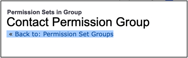 Back to Permission Set Group