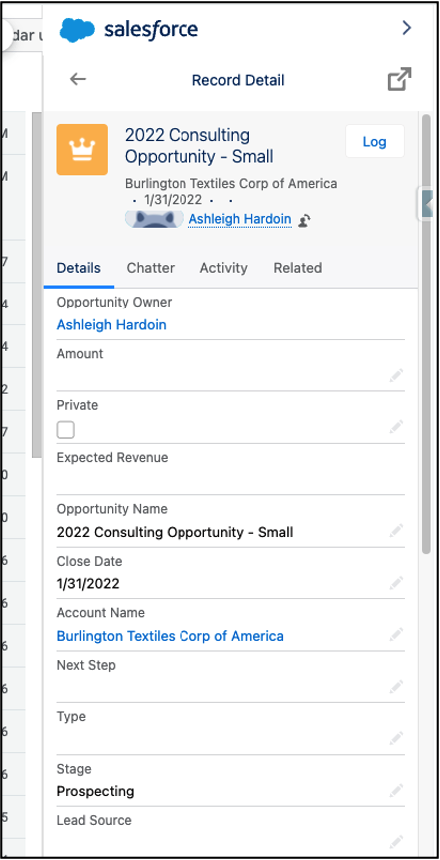 Gmail Integration Opportunity View