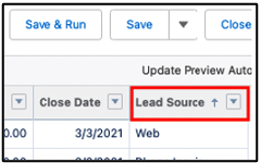 Sort by Lead Source
