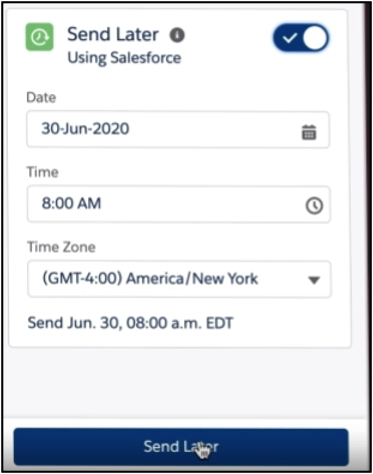 Salesforce Inbox Schedule Email