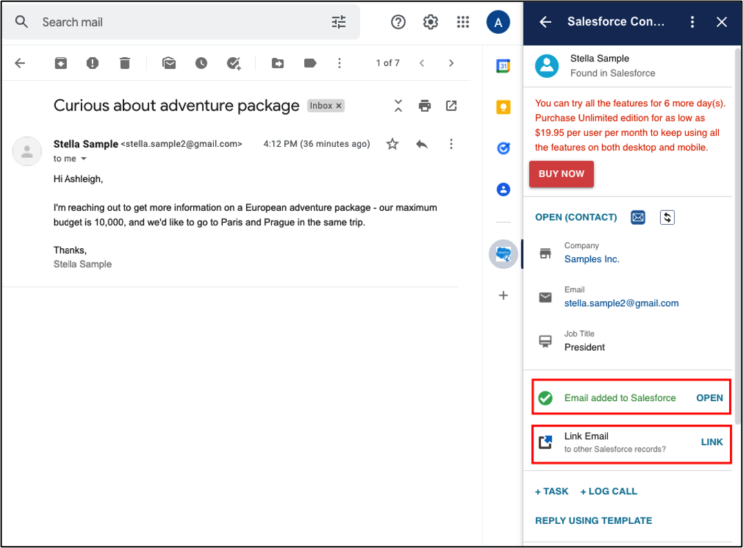 Link Email to Salesforce