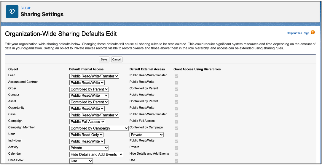 Org-Wide Defaults for record security in Salesforce