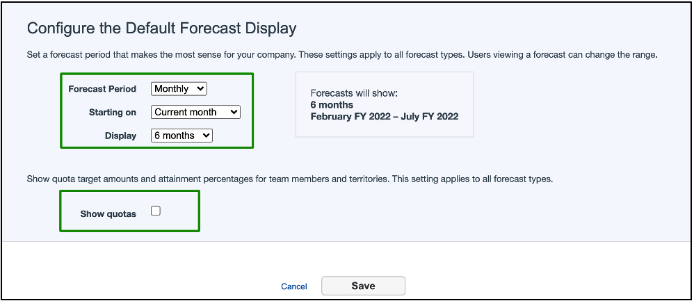 Configure the Default Forecast Display