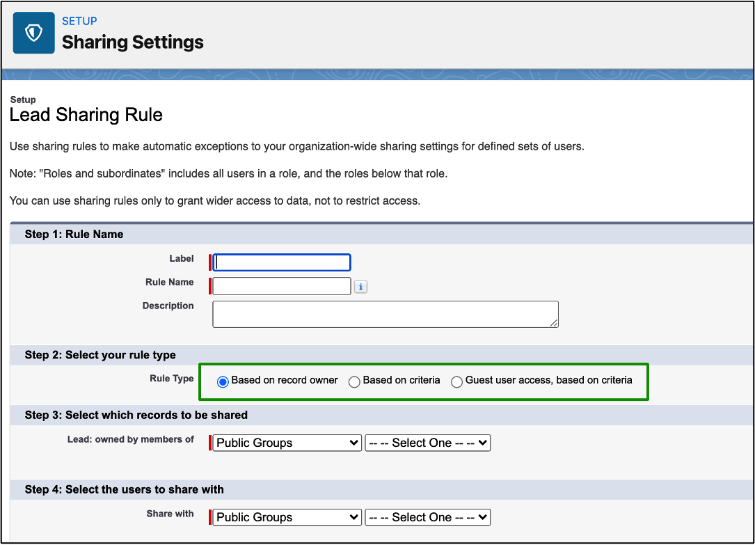 Sharing Rule Criteria for record security in Salesforce
