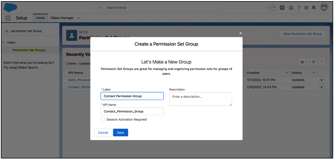New Contact Permission Group