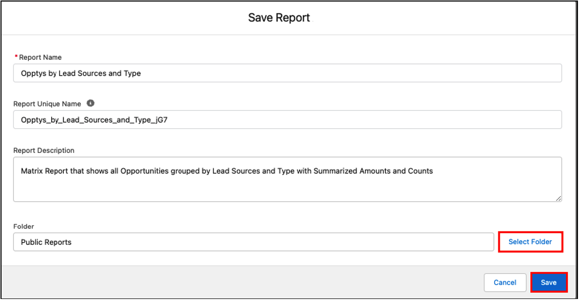 Save Matrix Report Details