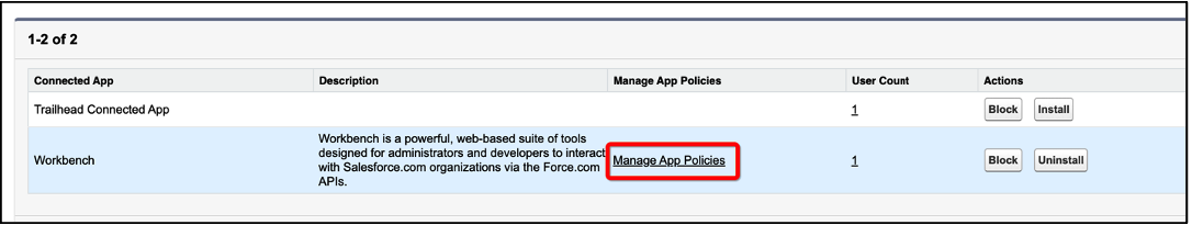 Manage App Policies Salesforce