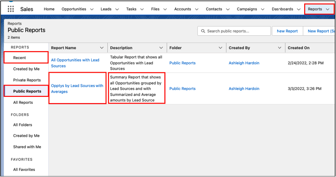 Locate Salesforce Report