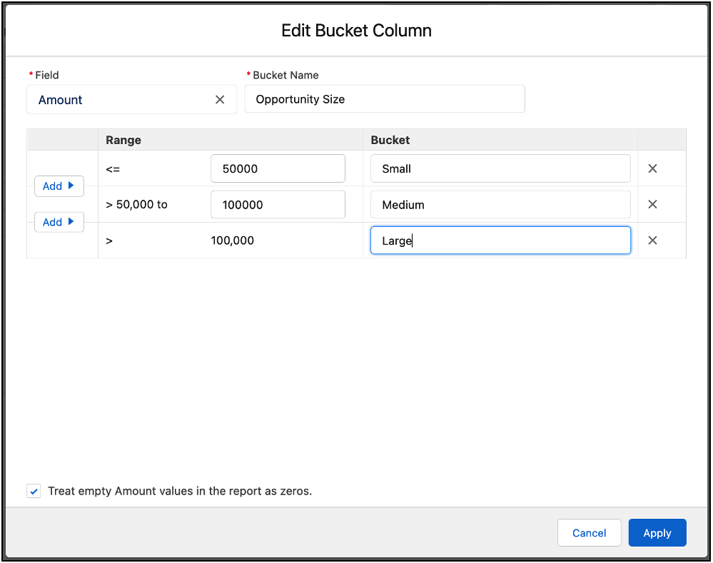 Edit Bucket Column Salesforce