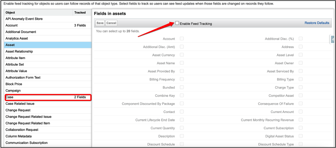Enable Feed Tracking on Fields in Salesforce