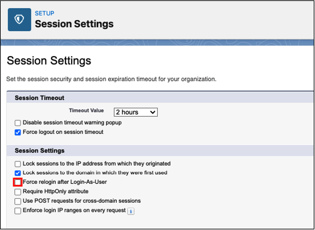 Salesforce Session Settings