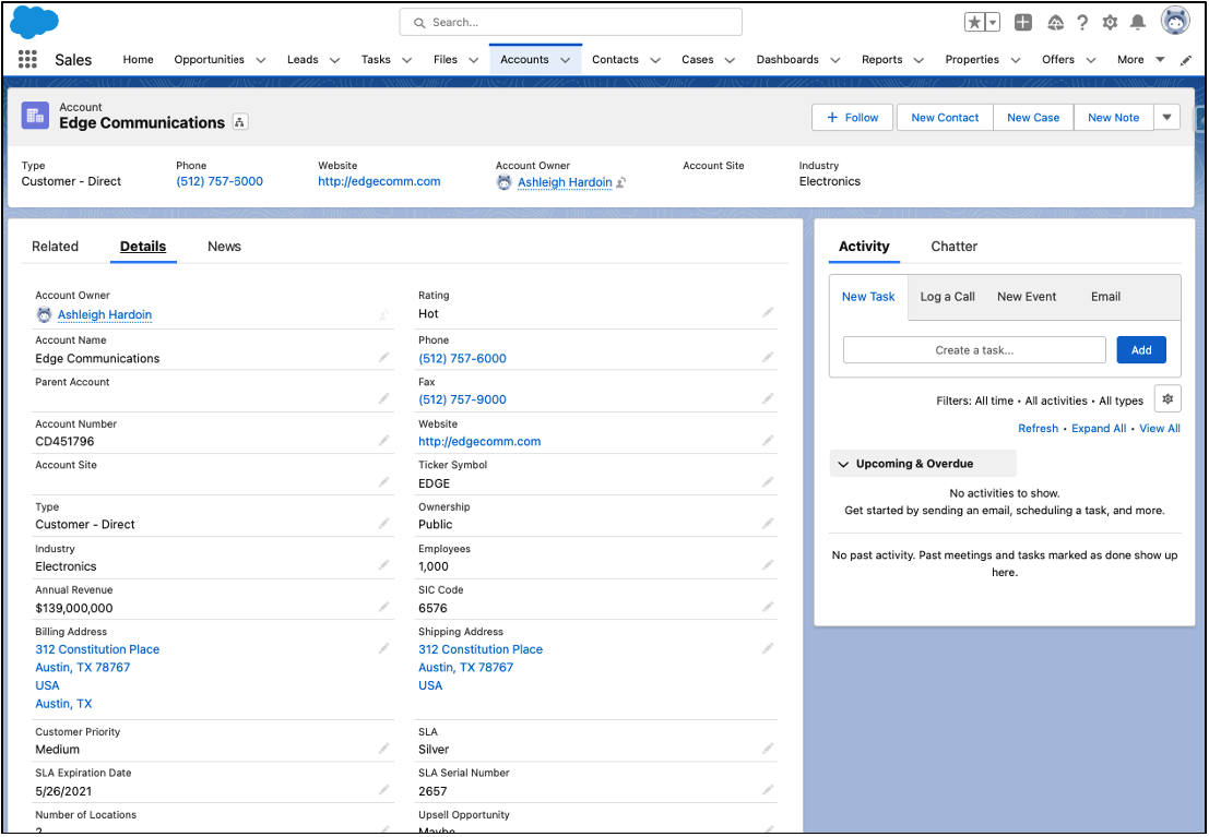 Individual Account Page Salesforce Lightning