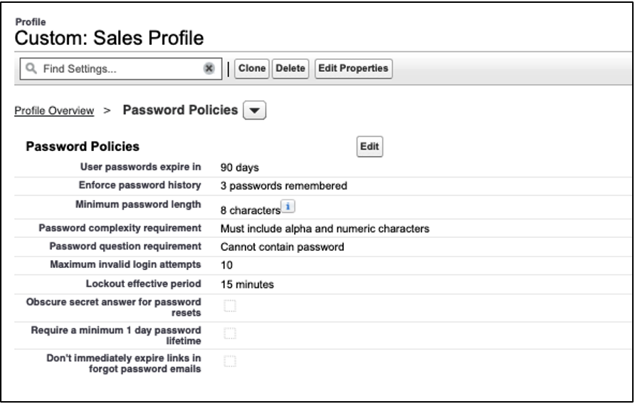 Salesforce Profile Password Policies 2