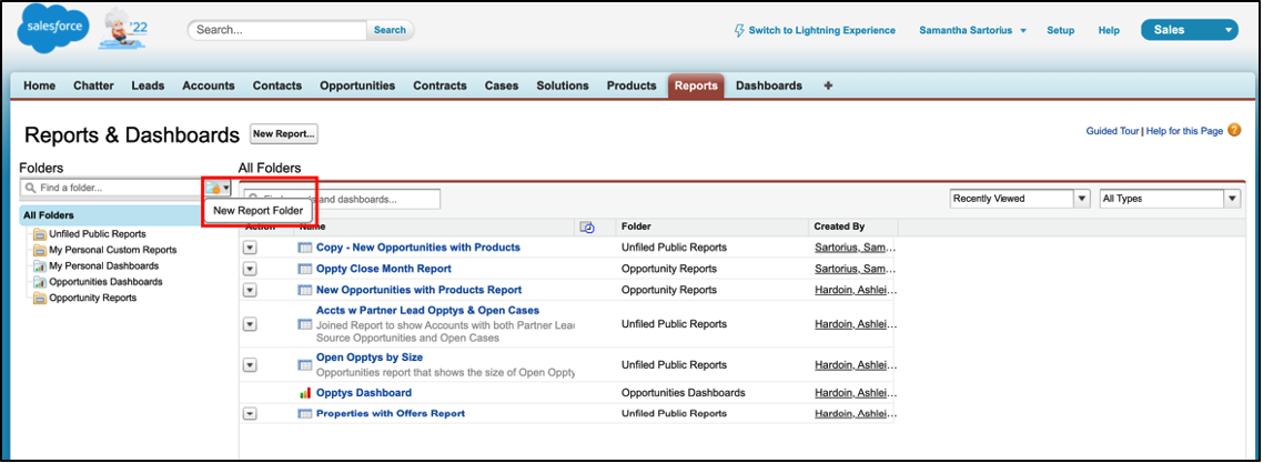 Salesforce New Report Folder