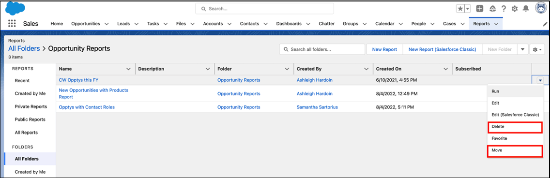 Delete and Move Report