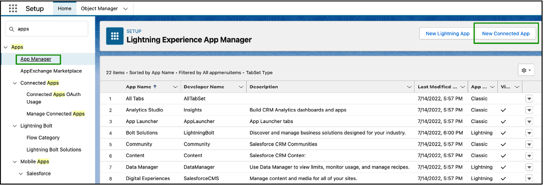Salesforce New Connected App