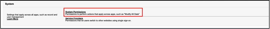 Salesforce System Permissions