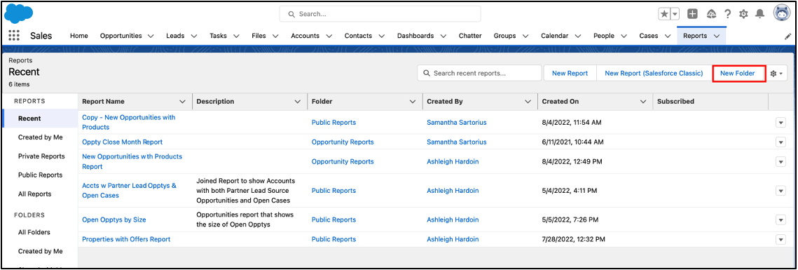 Salesforce New Report