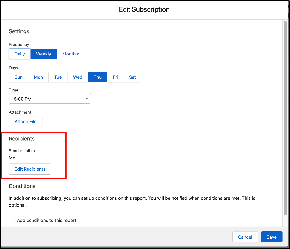 Salesforce Add Recipients Report Permissions