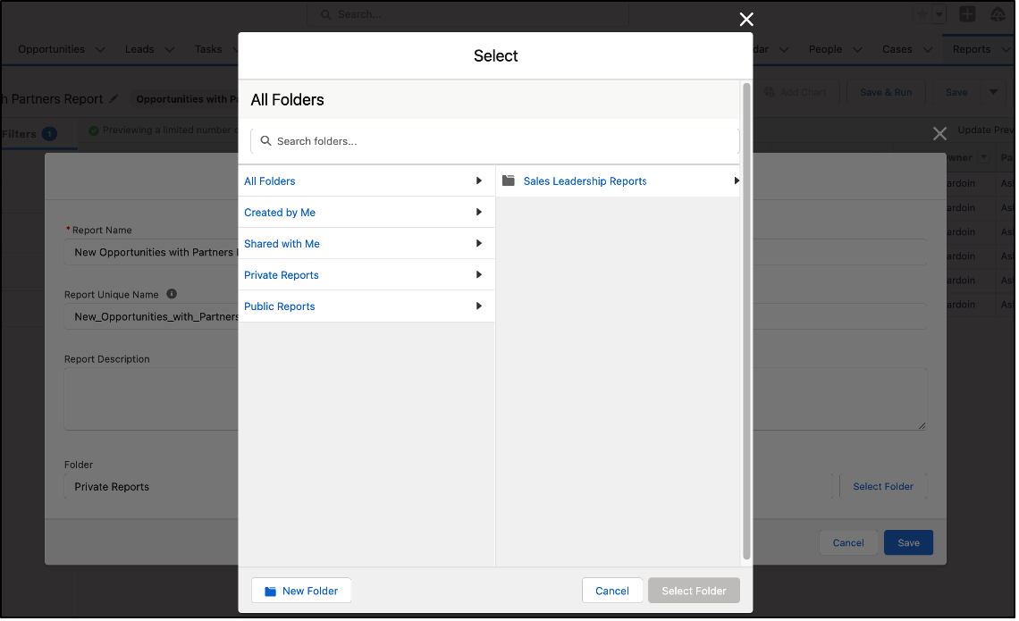 Opportunities Report Folder