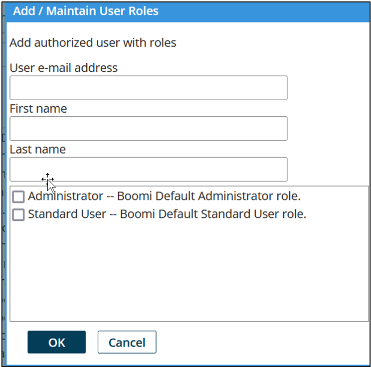 Boomi Security & Roles - Create New User