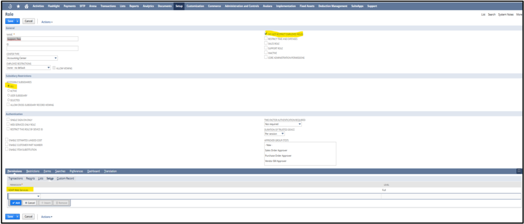 Netsuite Role Creation